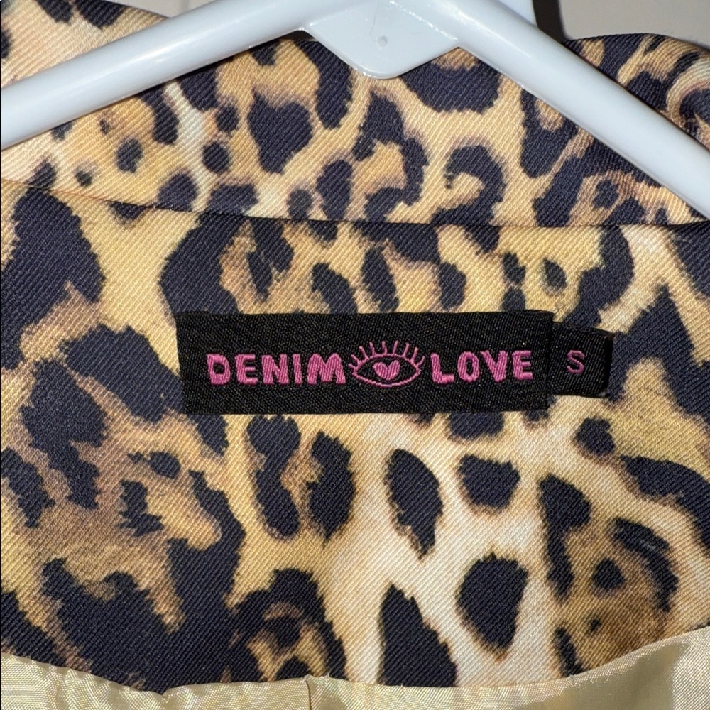 Leopard Print and Denim Blazer - Tan/Blue - Picture 4 of 4